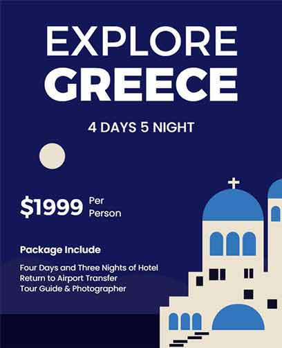 Vector Explore Greece Travel Advertising Flyer Template