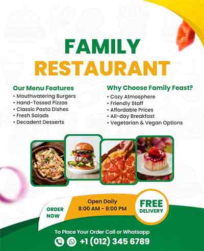 Typography Family Restaurant Flyer Template