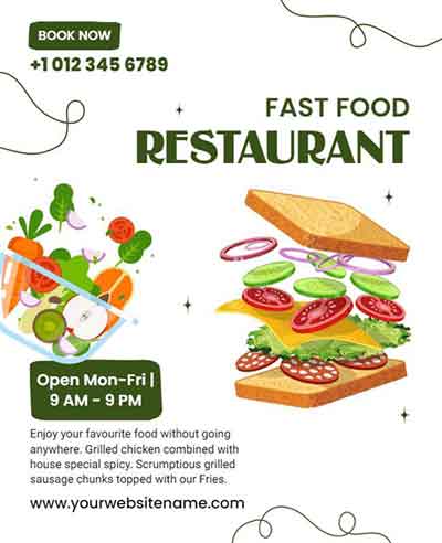 Minimalist Fast Food Restaurant Flyer Template