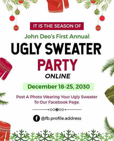 Minimal First Annual Ugly Sweater Party Flyer Template