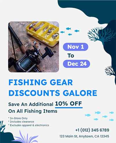 Floral Fishing Item Discount Flyer Template