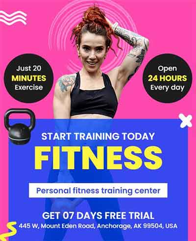 Retro Fitness Training Flyer Template