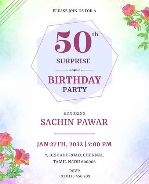 Floral Birthday Party Flyer Template