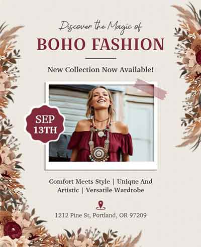 Floral Boho Fashion Flyer Template