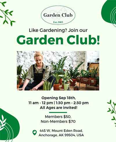 Floral Garden Club Flyer Template