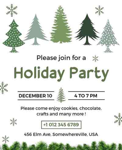 Floral Holiday Party Celebration Flyer Template