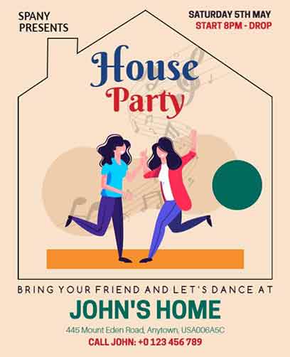 Illustrative House Party Flyer Template