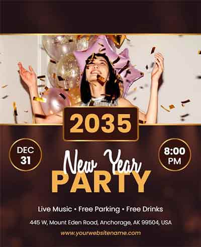 Photo Frame New Year Party Flyer Template