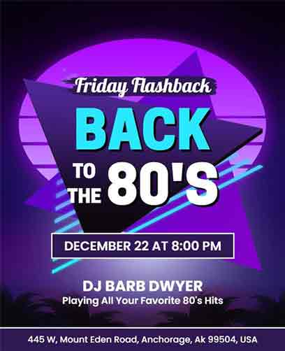 Elegant Friday Flashback 80s Party Flyer Template