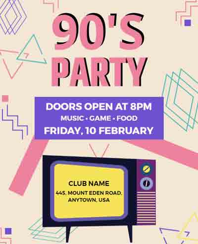 Geometric 90s Party Flyer Template