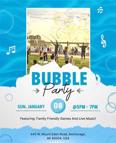 Torn Paper Bubble Party Flyer Template