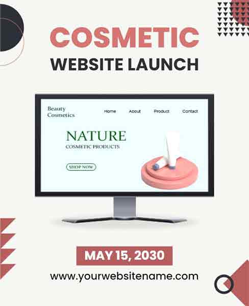 Geometric Cosmetic Website Launch Flyer Template