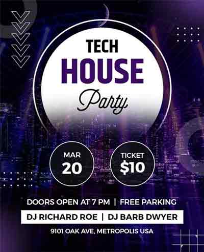 Geometric Tech House Party Flyer Template