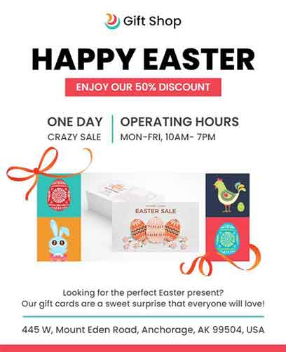 Typography Gift Shop Easter Flyer Template
