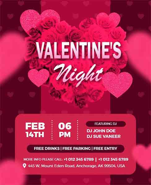Glittery Valentines Night Flyer Template