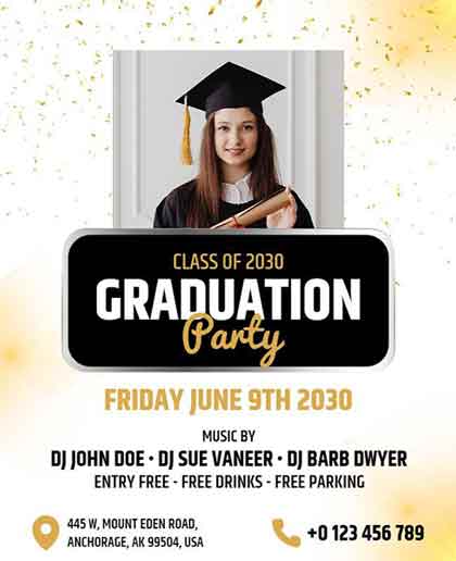 Glittery Graduation Party Flyer Template