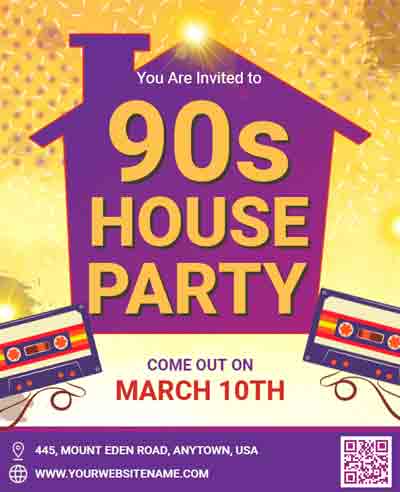 90s House Party Flyer Template