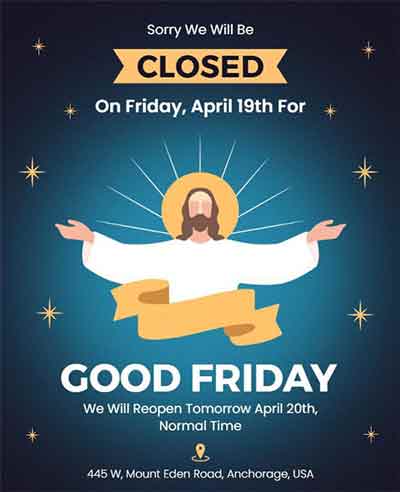Illustrative Good Friday Closed Flyer Template
