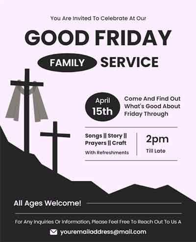 Bold Typography Good Friday Family Service Flyer Template