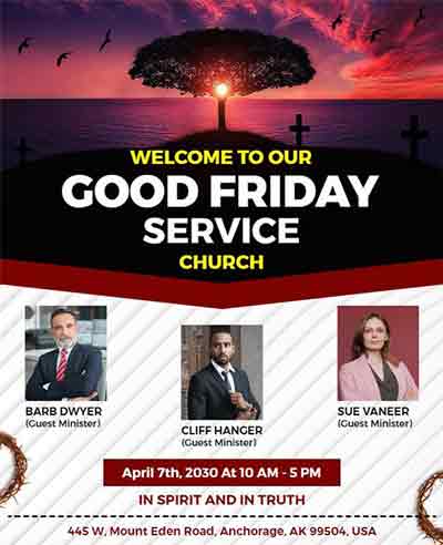 Stylish Good Friday Service Flyer Template
