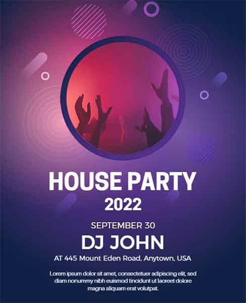 Gradient House Party Flyer Template
