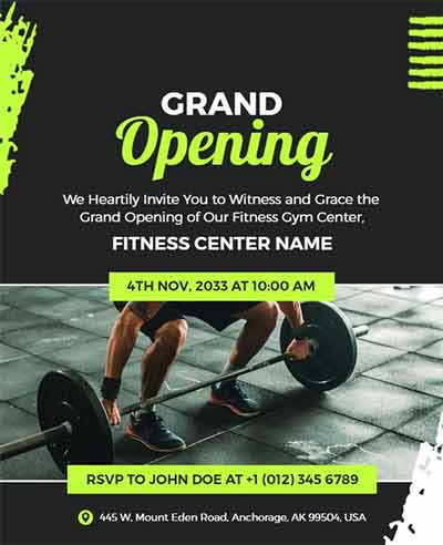 Brush Paint Grand Opening Fitness Flyer Template