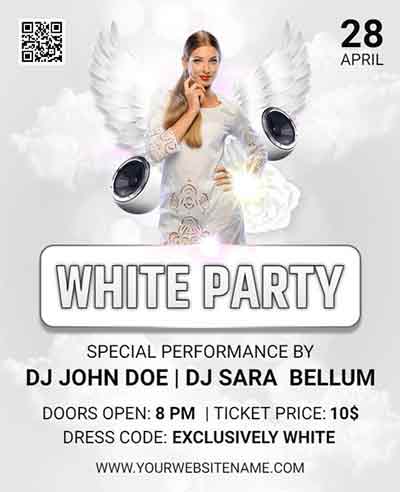 Stylish All White Party Flyer Template