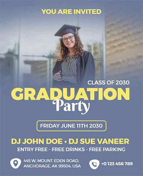 Grunge Graduation Party Flyer Template