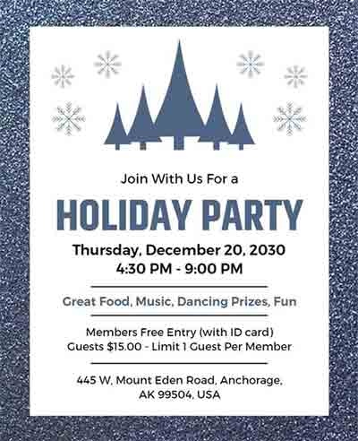 Glittery Holiday Party Flyer Template
