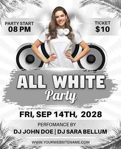 Retro All-White Party Flyer Template