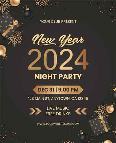 Vintage New Year Party Flyer Template