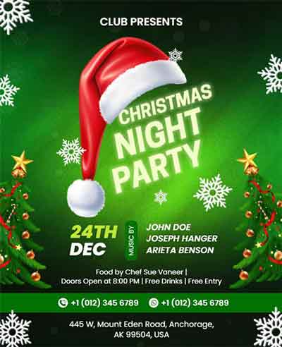 Gradient Christmas Night Party Flyer Template