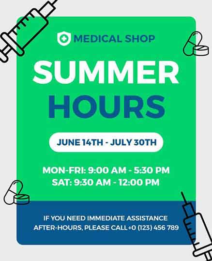 Frame Summer Hours Medical Flyer Template