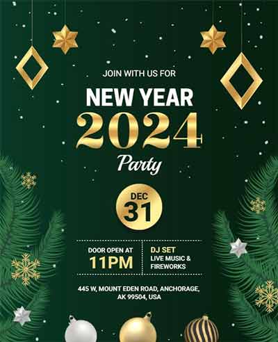 Vintage New Year Party Flyer Template