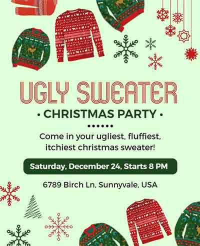 Artistic Ugly Sweater Party Flyer Template