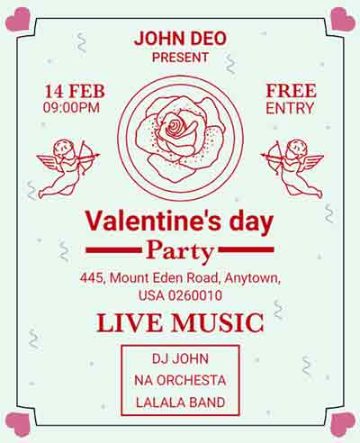 Frame Valentine's Day Party Flyer Template