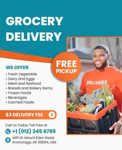 Vector Grocery Delivery Flyer Template