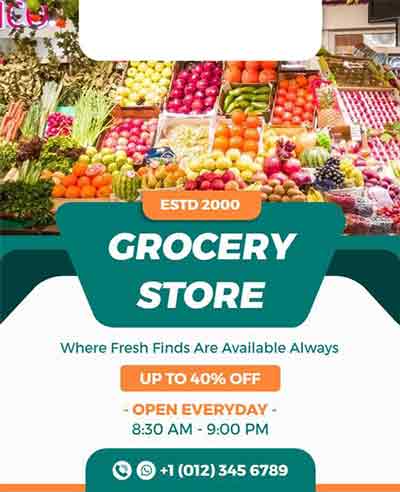 Geometric Grocery Store Flyer Template