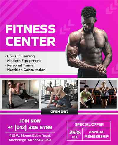 Artistic Gym Fitness Center Flyer Template