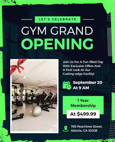 Neon Gym Grand Opening Event Flyer Template