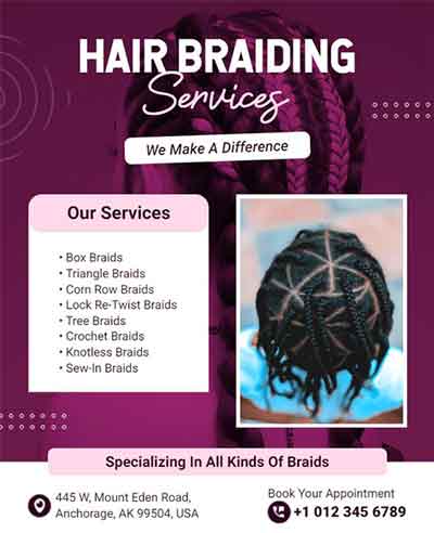 Gradient Hair Braiding Services Flyer Template