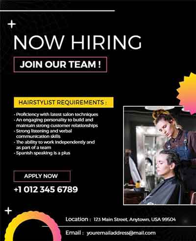 Creative Hairstylist Hiring Flyer Template