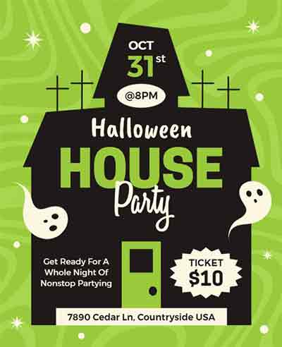 Stylish Halloween House Party Flyer Template
