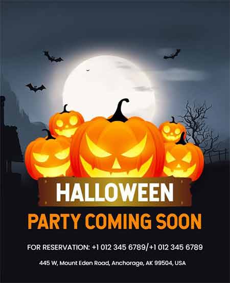 Vector Halloween Party Coming Soon Flyer Template