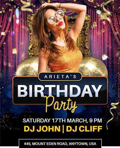 Artistic Happy Birthday Party Flyer Template