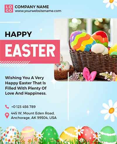 Simple Happy Easter Flyer Template