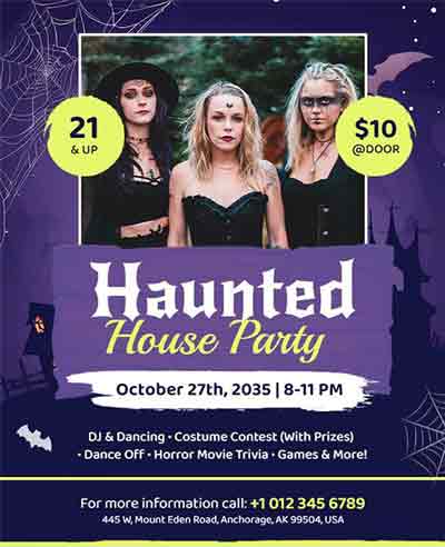 Frame Haunted House Party Flyer Template