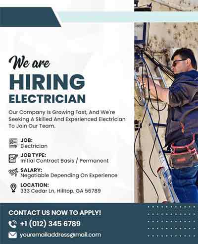 Abstract Hiring Electrician Flyer Template