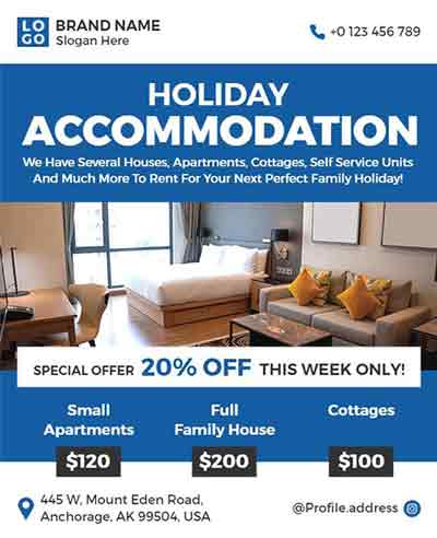 Frame Holiday Accommodation Offer Flyer Template