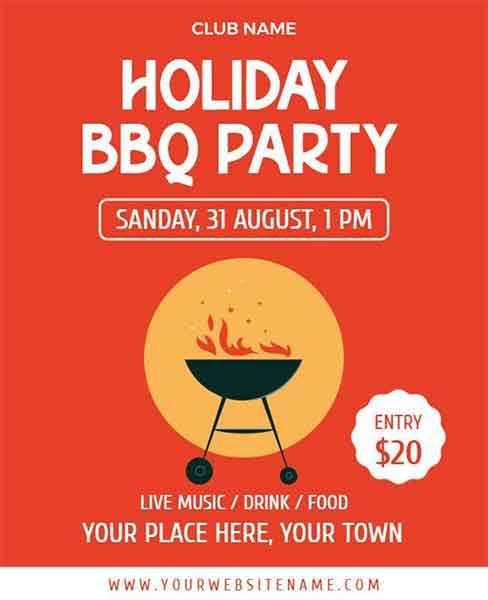 Minimal Holiday BBQ Party Flyer Template
